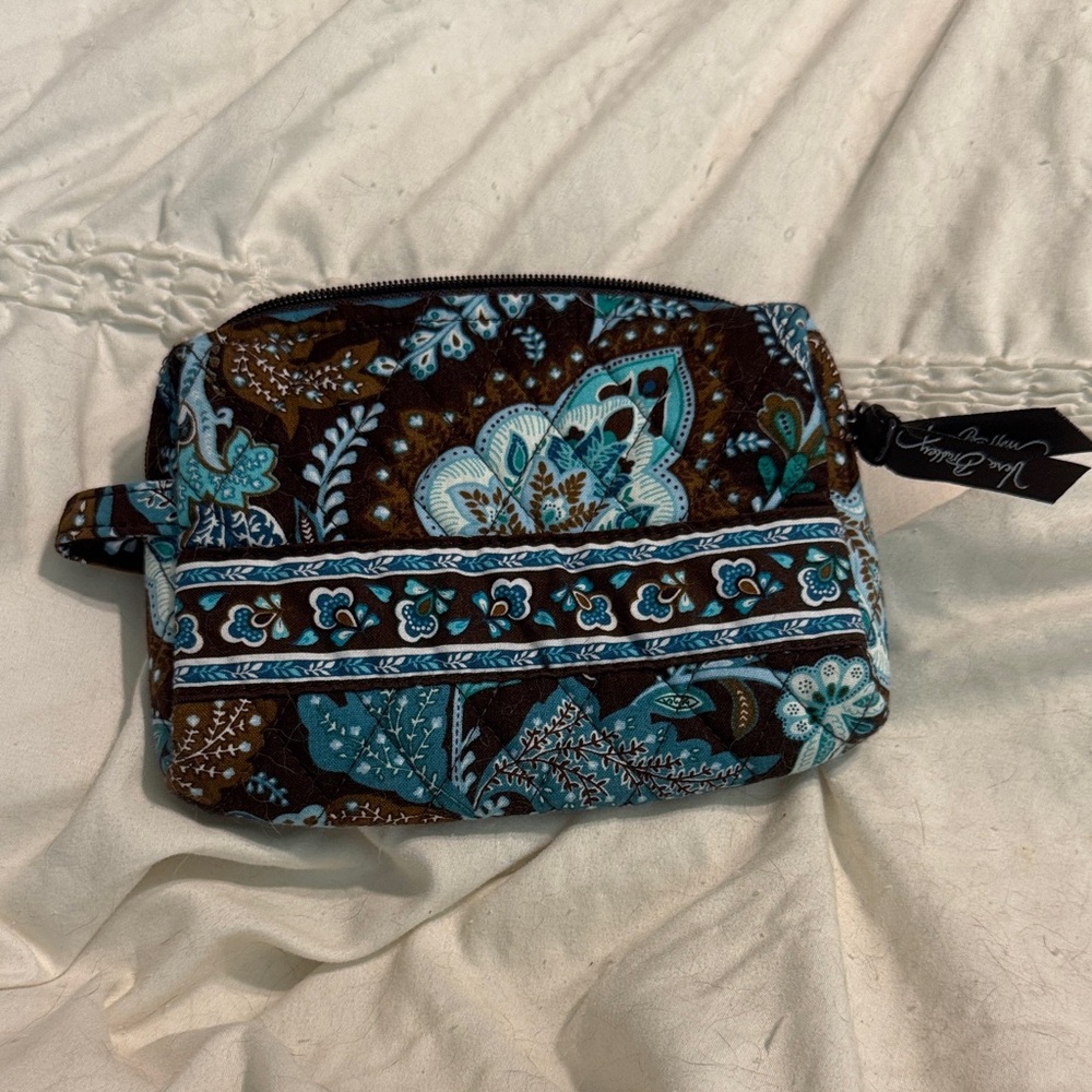 Vera Bradley Teal and Brown Paisley Cosmetic Bag
